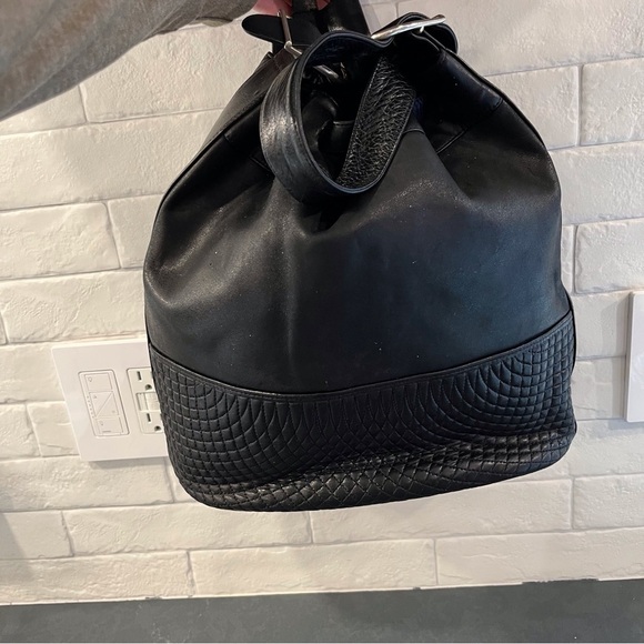 Bally vintage lamb skin leather quilted backpack bag display picture 1